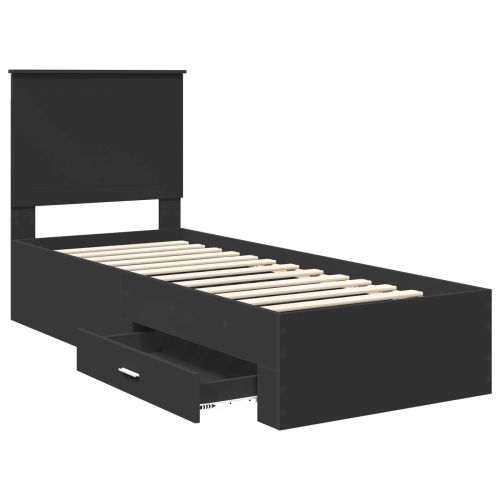 Рамка за легло Черен и сребрист 70 x 190 cm Инженерно дърво