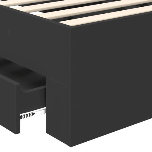 Рамка за легло Черен и сребрист 70 x 190 cm Инженерно дърво