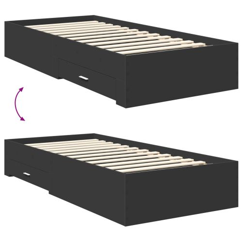 Рамка за легло Черен и сребрист 70 x 190 cm Инженерно дърво