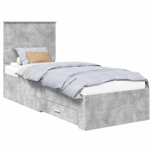 Рамка за легло с таблото Бетонно сиво и сребро 70 x 190 cm