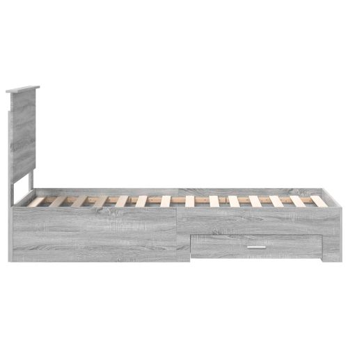 Рамка за легло Сив Сонома и сребро 70 x 190 cm Инженерно дърво