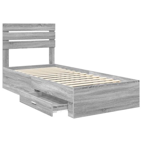 Рамка за легло Сив Сонома и сребро 75 x 190 cm Инженерно дърво