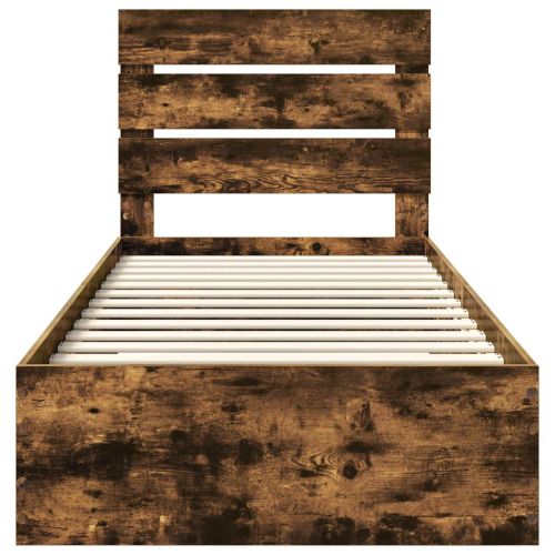 Рамка за легло Опушен дъб и сребро 75 x 190 cm Инженерно дърво