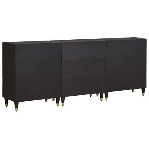 Комплект шкафове за баня с рафт 3 pcs Черно 180 x 33 x 75 см