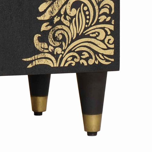 Комплект шкафове за баня 2 pcs Черно Солидно мангово дърво