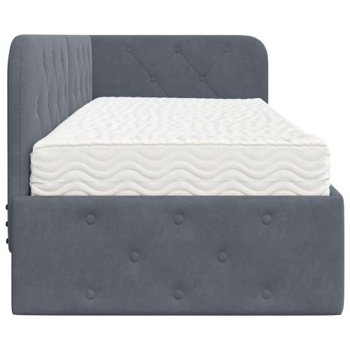 Ъглова рамка за легло Тъмен сив 80 x 200 cm Кадифе