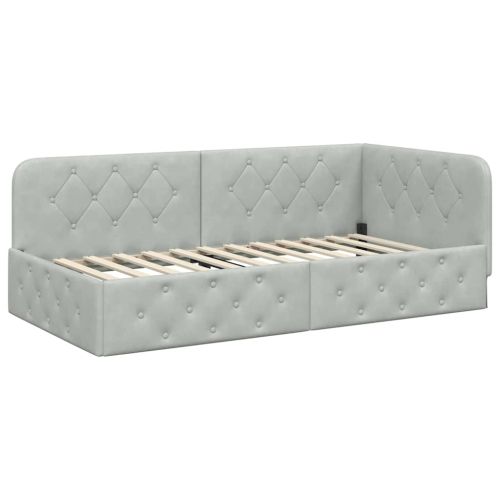 Ъглова рамка за легло Светлосиво 90 x 190 cm Кадифе