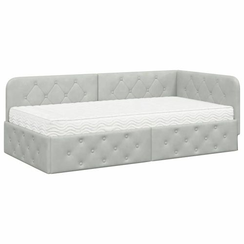 Ъглова рамка за легло Светлосиво 100 x 200 cm Кадифе