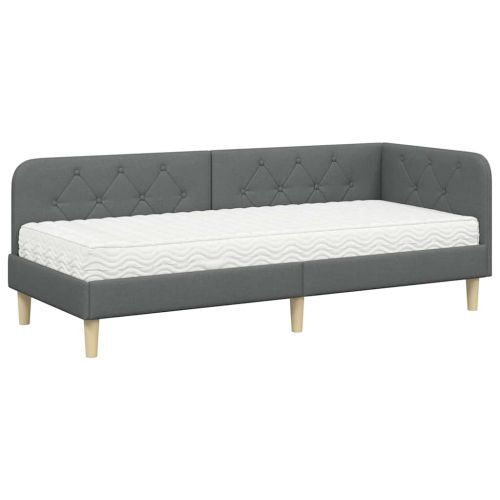 Ъглова рамка за легло Тъмен сив 80 x 200 cm текстил