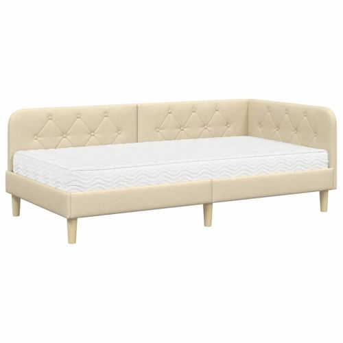 Ъглова рамка за легло Крем 90 x 200 cm текстил