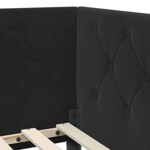 Ъглова рамка за легло Черен 90 x 200 cm Кадифе
