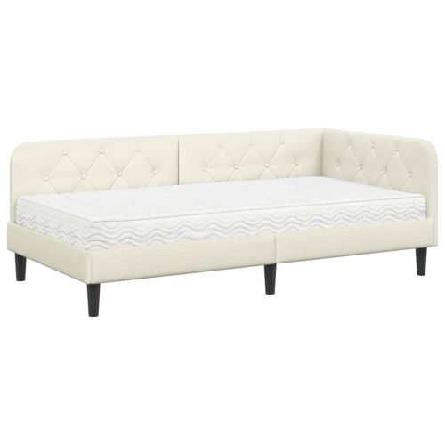 Ъглова рамка за легло Крем 90 x 200 cm Кадифе