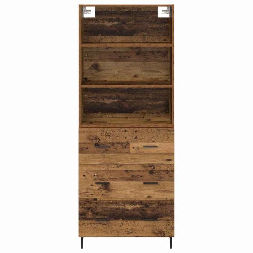 Висок шкаф с чекмедже 2 pcs Старо дърво Инженерно дърво