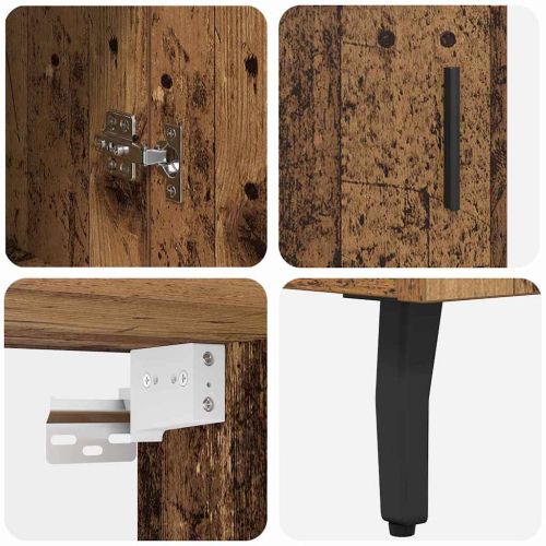 Висок шкаф 2 pcs Старо дърво Инженерно дърво