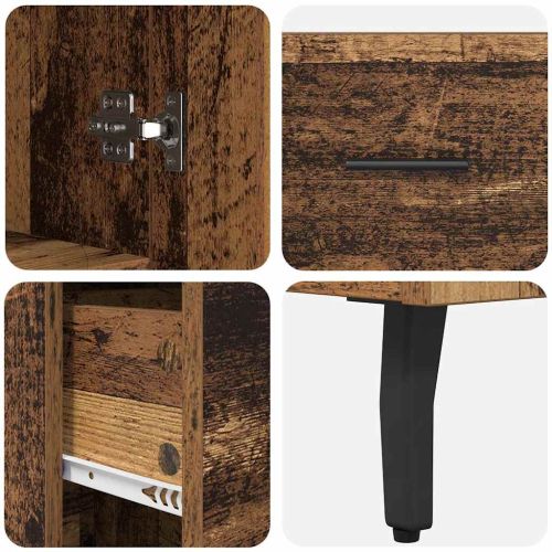 Висок шкаф 2 pcs Старо дърво Инженерна дървесина и стъкло