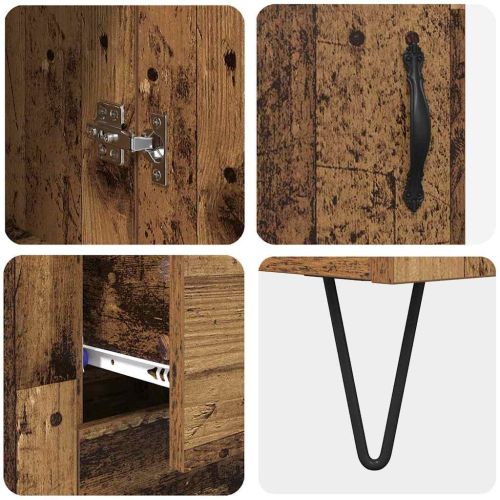 Висок шкаф с чекмедже 2 pcs Старо дърво Инженерно дърво