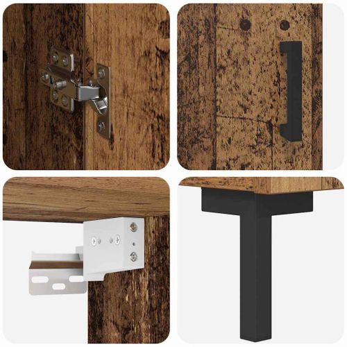 Висок шкаф 2 pcs Старо дърво Инженерно дърво