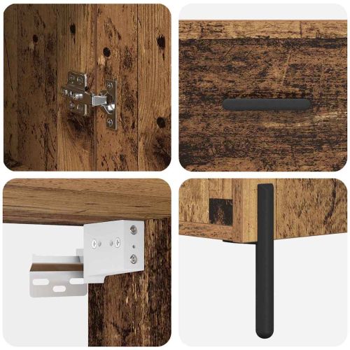 Висок шкаф 2 pcs Старо дърво Инженерно дърво