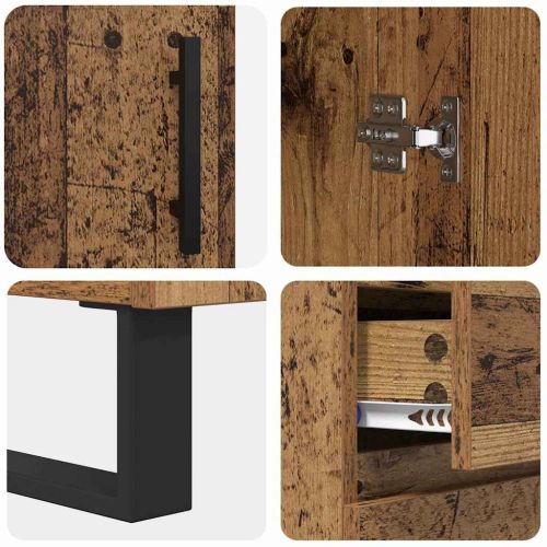 Висок шкаф с чекмедже 2 pcs Старо дърво 69,5 x 34 x 180 см