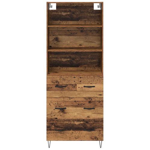 Висок шкаф с чекмедже 2 pcs Старо дърво Инженерно дърво