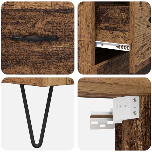 Висок шкаф с чекмедже 2 pcs Старо дърво Инженерно дърво