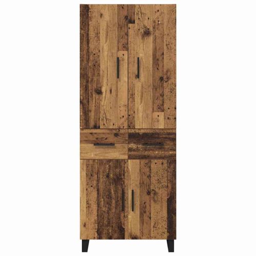 Висок шкаф с чекмедже 2 pcs Старо дърво 69,5 x 34 x 180 см