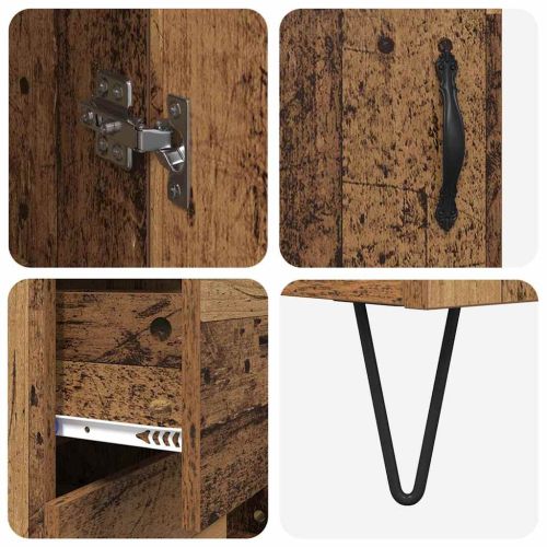 Висок шкаф с чекмедже 2 pcs Старо дърво Инженерно дърво