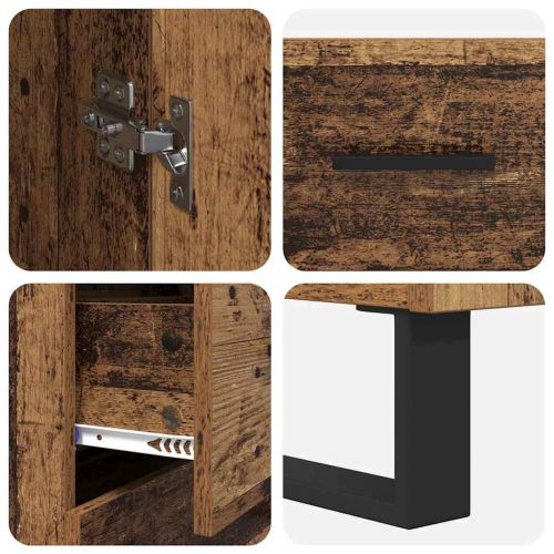 Висок шкаф с чекмедже 2 pcs Старо дърво 69,5 x 34 x 180 см