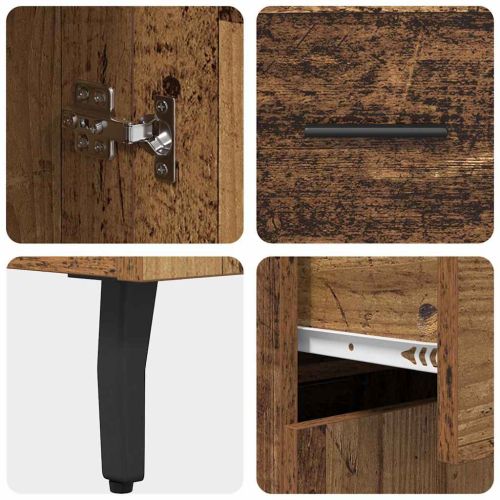 Висок шкаф с чекмедже 2 pcs Старо дърво Инженерно дърво