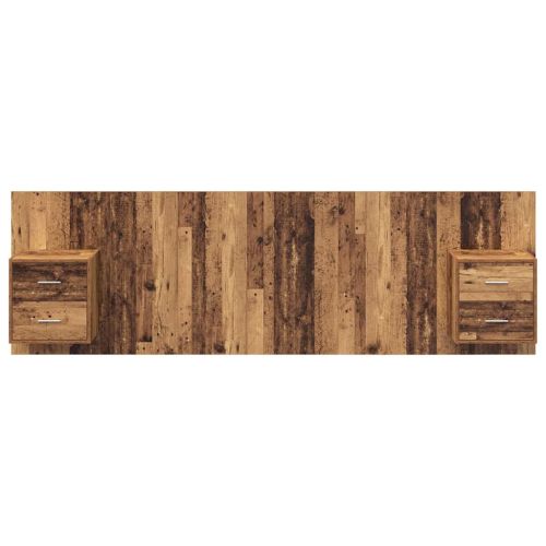 Табла с шкаф с чекмедже 3 pcs Старо дърво Инженерно дърво