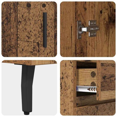 Висок шкаф с чекмедже 2 pcs Старо дърво Инженерно дърво