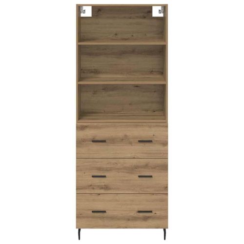 Висок шкаф Дъб 69,5 x 34 x 180 см Инженерна дървесина и стъкло
