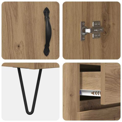 Висок шкаф с чекмедже 2 pcs Дъб Инженерно дърво