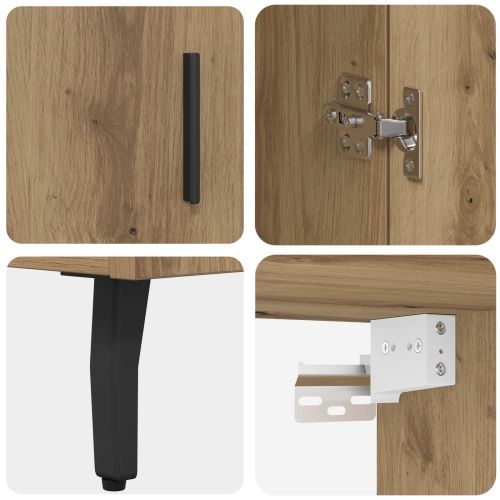 Висок шкаф Дъб 69,5 x 34 x 180 см Инженерна дървесина и стъкло