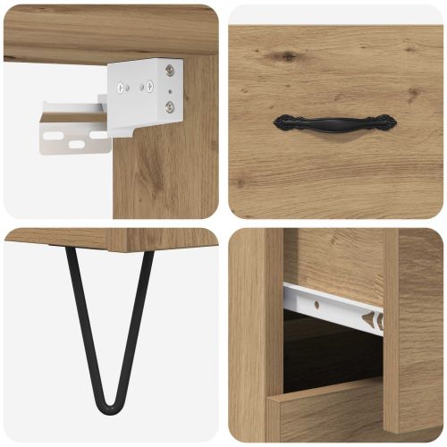 Висок шкаф с чекмедже 2 pcs Дъб Инженерно дърво