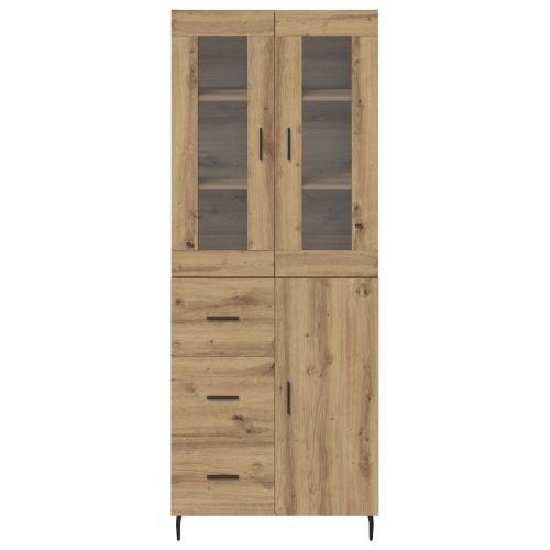 Висок шкаф с чекмедже 2 pcs Дъб Инженерно дърво