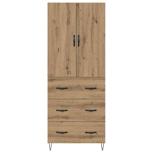 Висок шкаф 2 бр. Дъб 69,5 x 34 x 180 см Инженерна дървесина