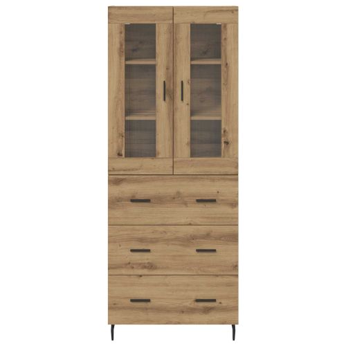 Висок шкаф с чекмедже 2 pcs Дъб Инженерно дърво