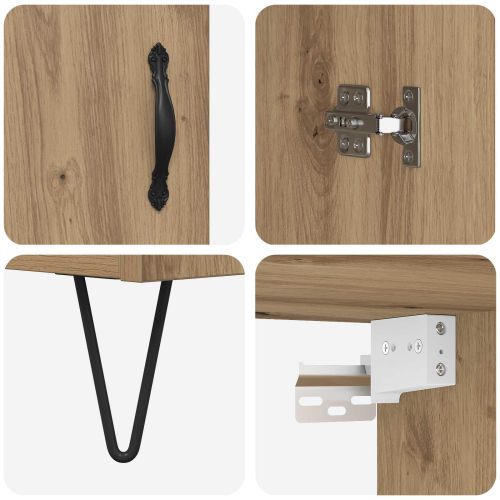 Висок шкаф 2 pcs Дъб Инженерно дърво