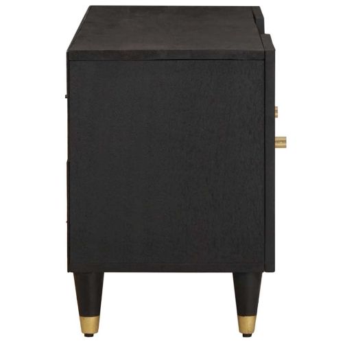 ТВ шкаф с рафт Черно 105 x 33 x 46 см Солидно мангово дърво