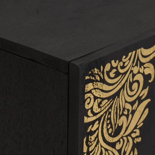 ТВ шкаф с рафт Черно 105 x 33 x 46 см Солидно мангово дърво