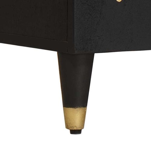 ТВ шкаф с рафт Черно 105 x 33 x 46 см Солидно мангово дърво