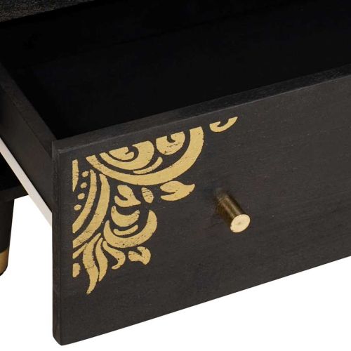 Служебен шкаф Черно 60 x 33 x 75 cm Солидно мангово дърво