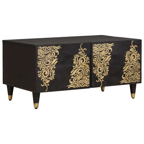 Масичка за кафе Черно 80 x 50 x 40 cm Солидно мангово дърво