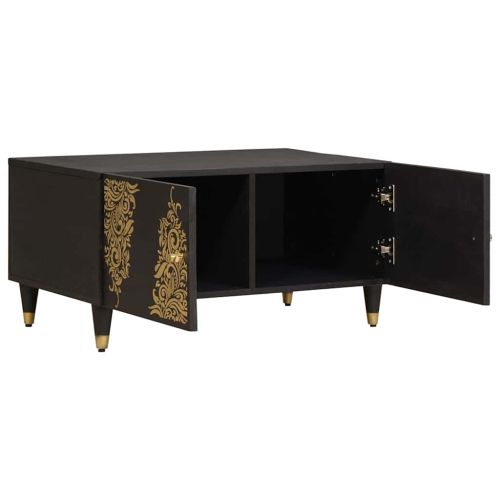 Масичка за кафе Черно 80 x 50 x 40 cm Солидно мангово дърво