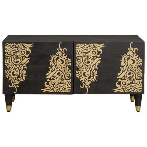 Масичка за кафе Черно 80 x 50 x 40 cm Солидно мангово дърво