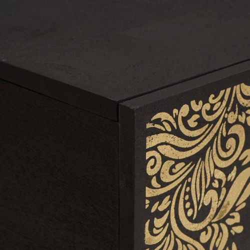 Масичка за кафе Черно 80 x 50 x 40 cm Солидно мангово дърво