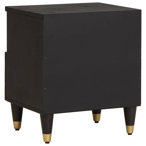 Нощен шкаф Черно 40 x 33 x 46 см Солидно мангово дърво