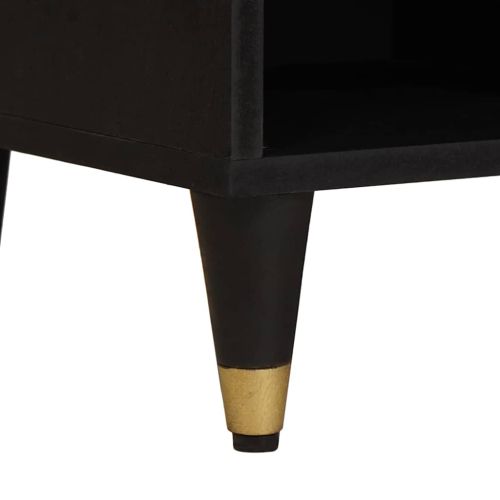 ТВ шкаф с чекмедже Черно 100 x 33 x 46 см Солидно мангово дърво