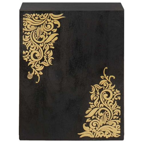 Стенен шкаф с врата Черно 38 x 33 x 48 см Солидно мангово дърво